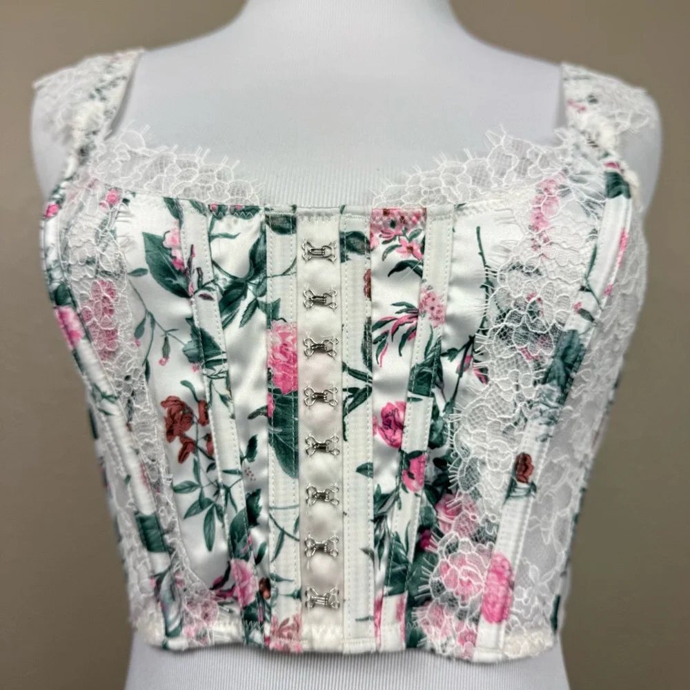 Victoria’s Secret Dream Angels Unlined white pink Floral Corset Top‎ D - Picture 4 of 11